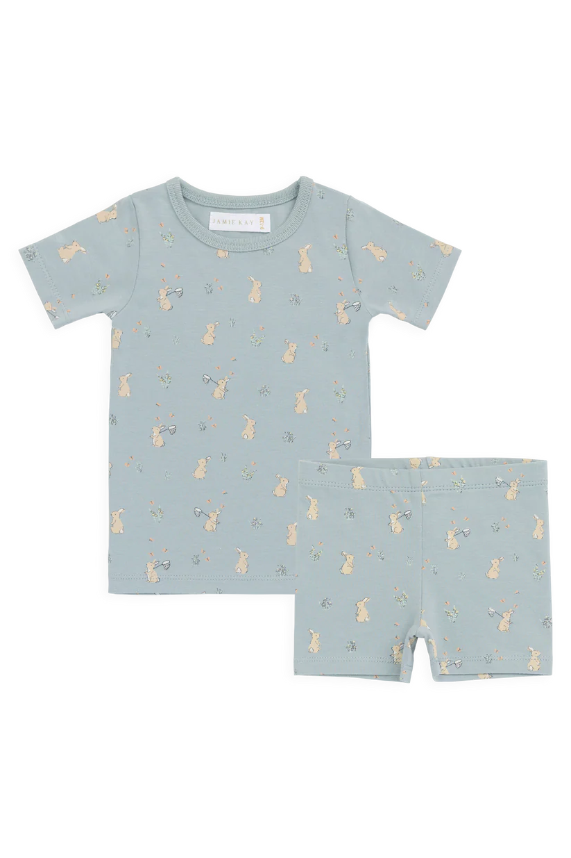 Halston Short-Sleeve Pajama Set - Lapin Jardin Blue