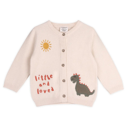 little & loved dino applique cardigan