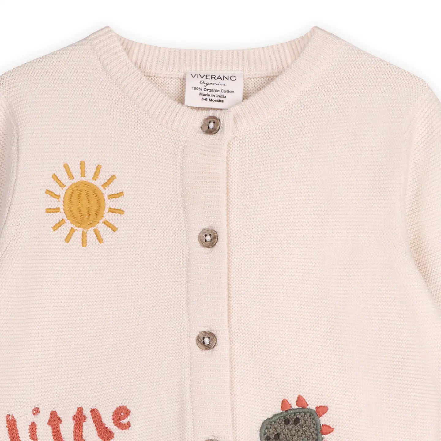 Little & Loved Dino Appliqué Cardigan