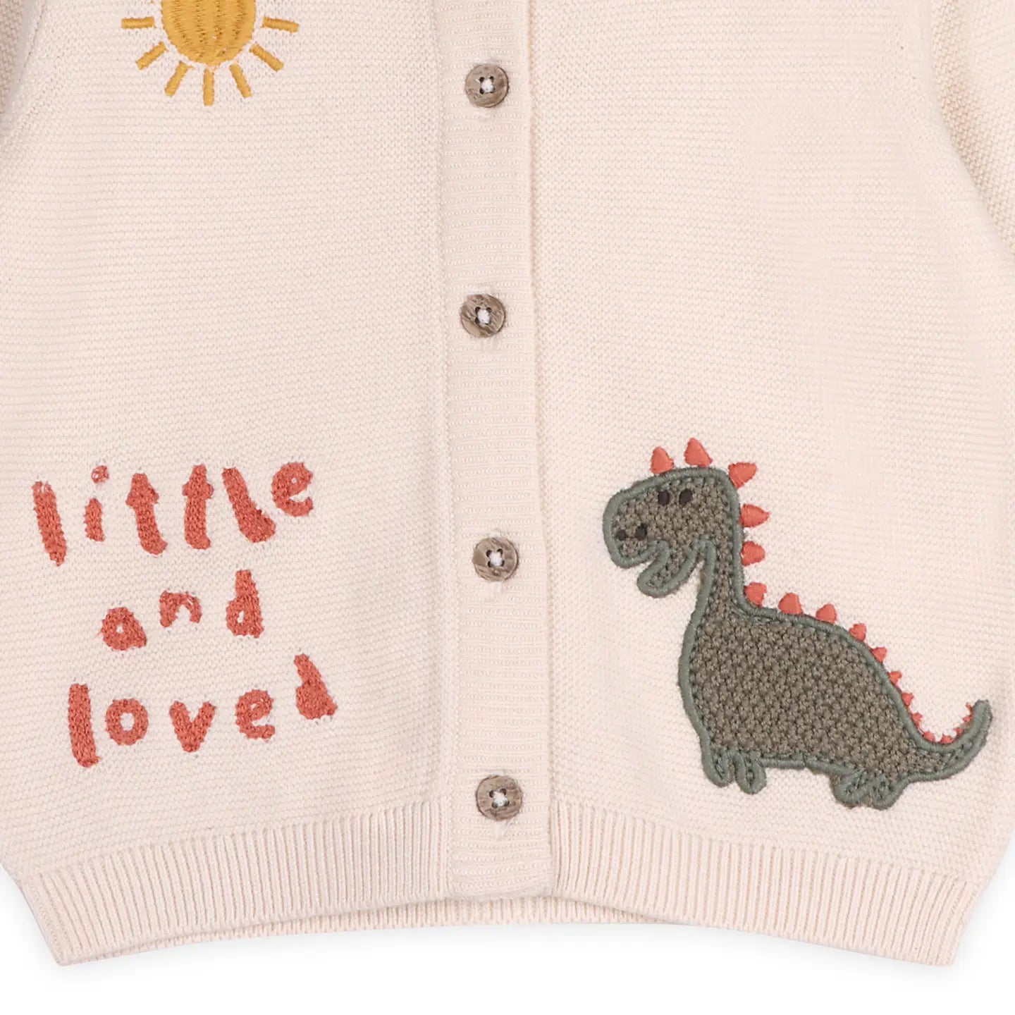 Little & Loved Dino Appliqué Cardigan