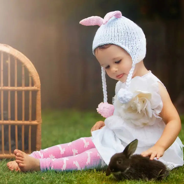 knit beanie - hugbunny pink