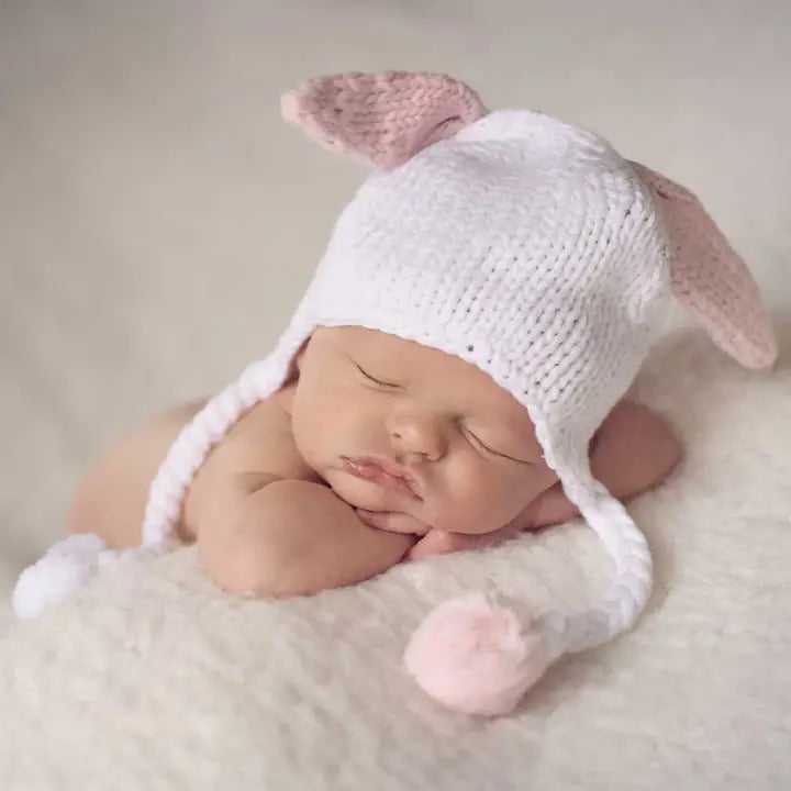 knit beanie - hugbunny pink