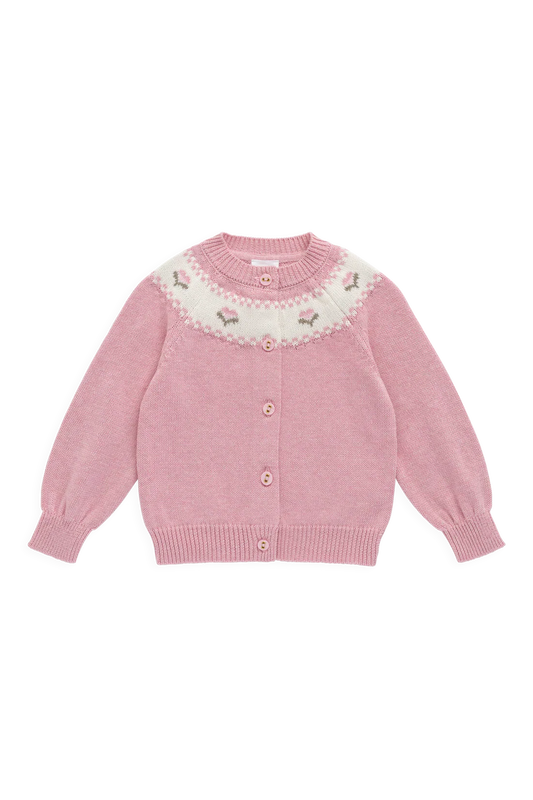 Annette Cardigan - Pink Flutter Marle
