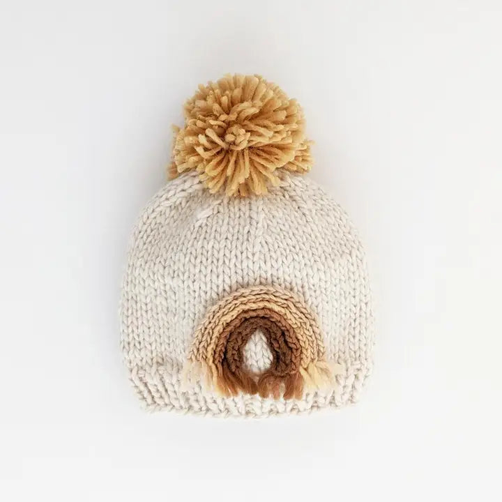 knit beanie - gold rainbow