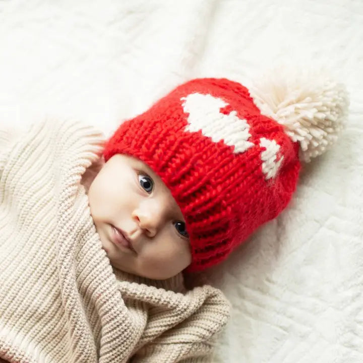 knit beanie - red valentine
