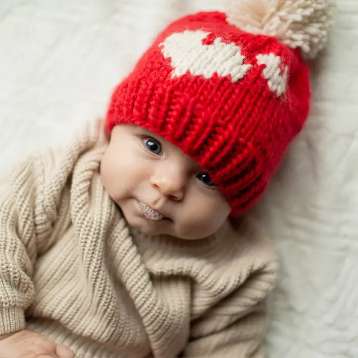 knit beanie - red valentine