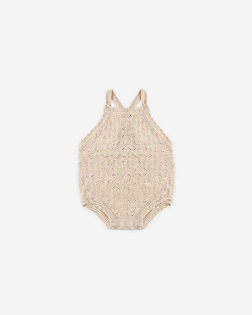 Organic Cotton Knit Romper - Ecru