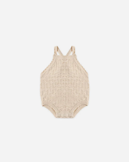 Organic Cotton Knit Romper - Ecru