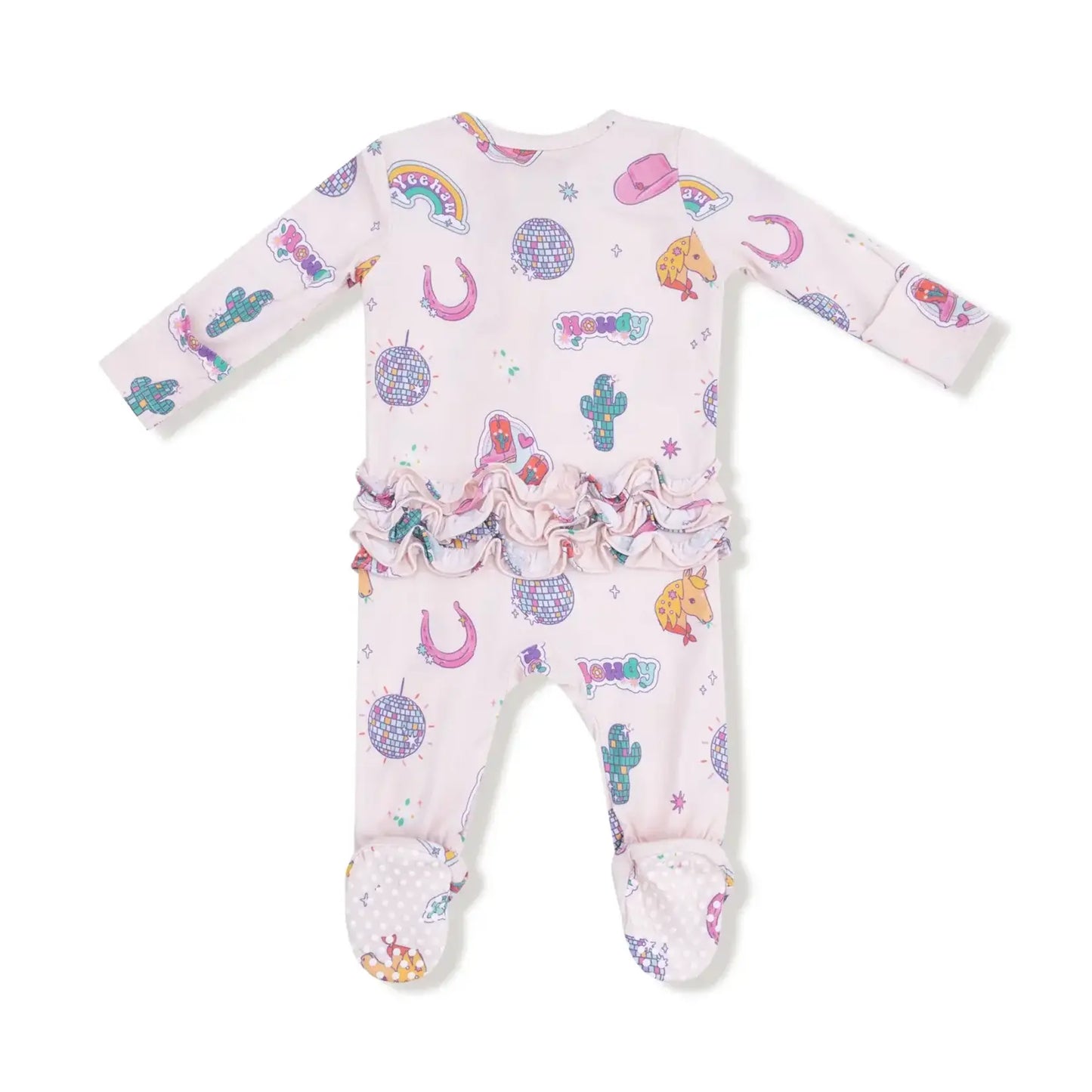 Ruffle Zipper Footie - Disco Cowgirl