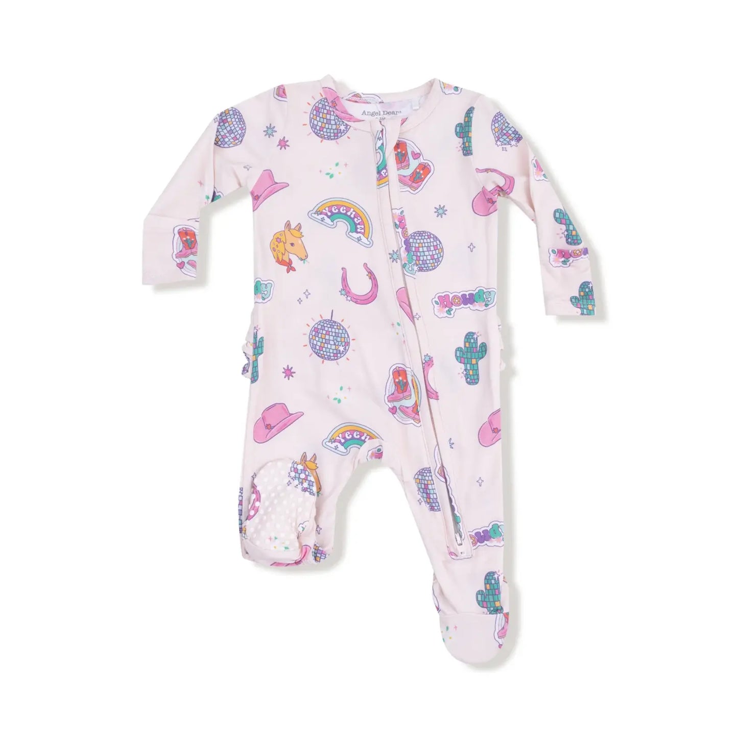 Ruffle Zipper Footie - Disco Cowgirl