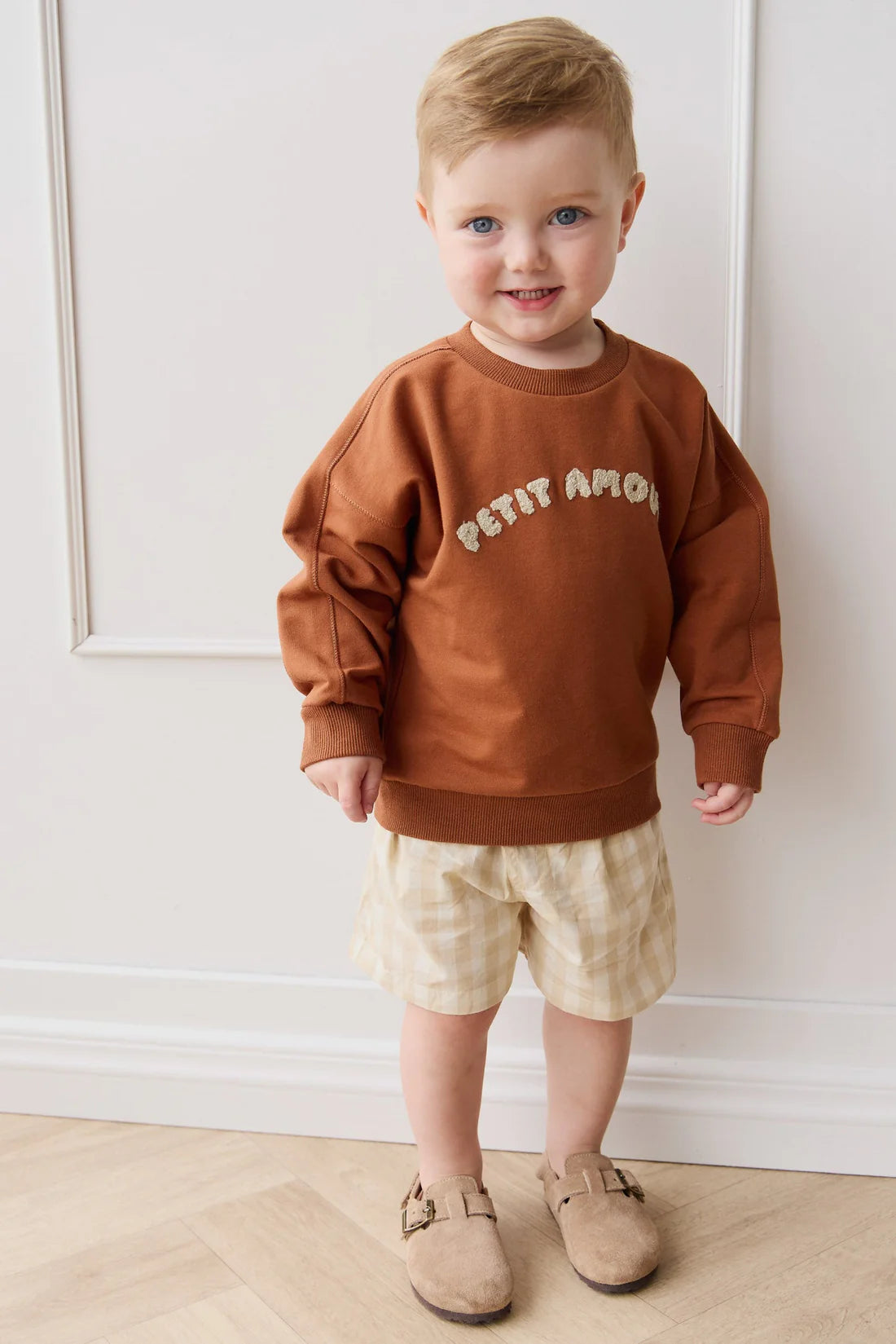 louis short - gingham pale khaki