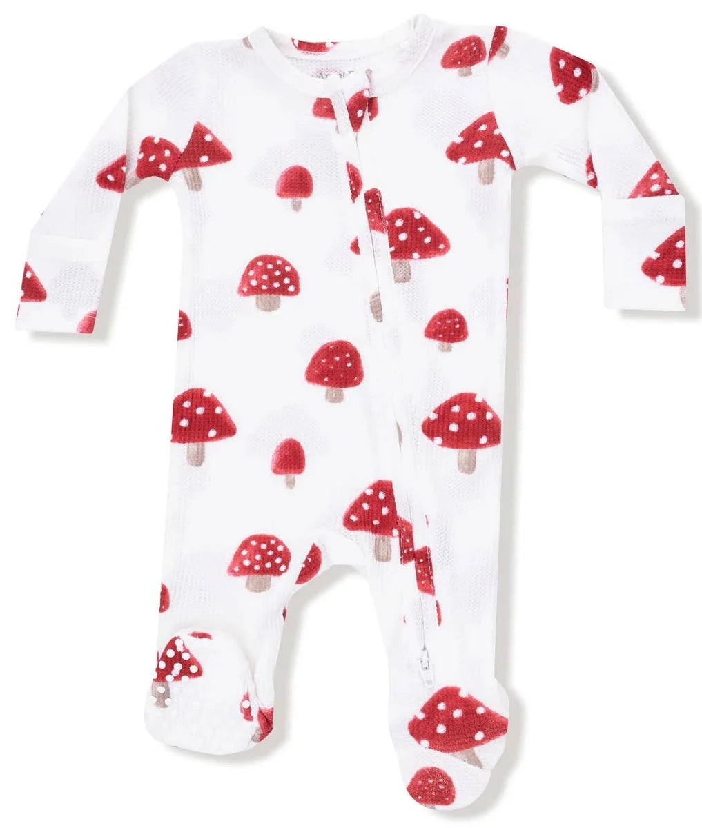 painterly mushrooms - 2-way zipper footie