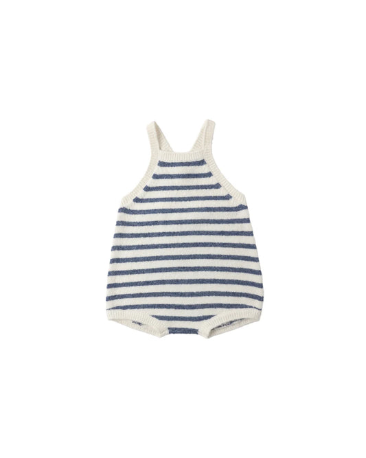 Ashton Knit Romper - Sea Green Stripe