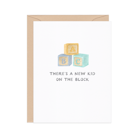 new kid on the block — new baby card